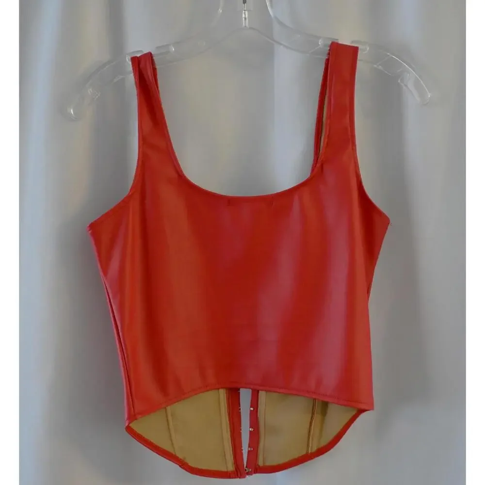 Forever 21 Red Faux Leather Zip Front Tank‎ Top - Medium - Picture 4 of 5